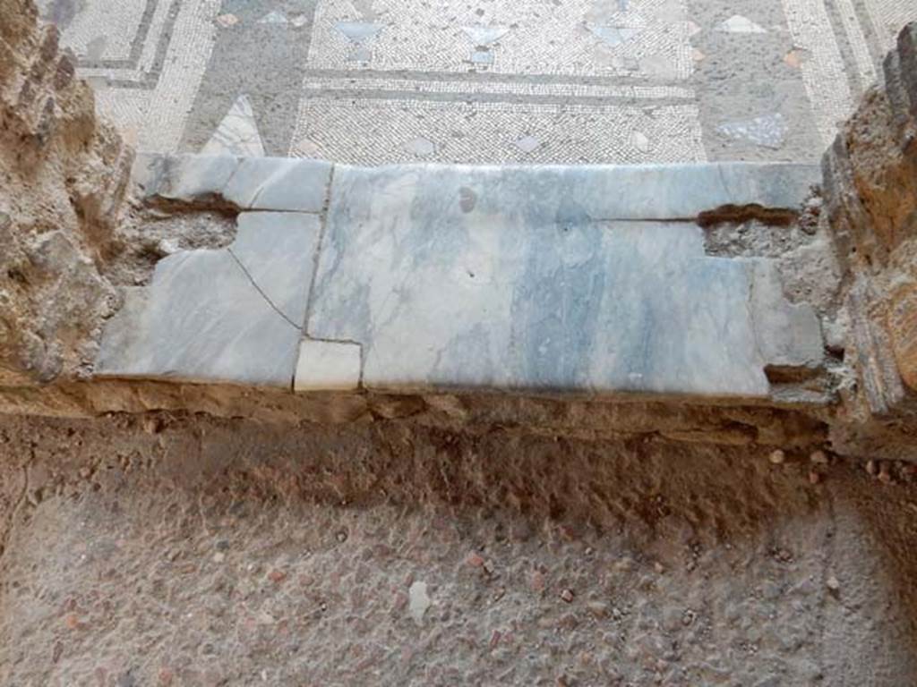 IV.21, Herculaneum. May 2018. Room 24, threshold of doorway in south wall leading to Cryptoporticus 28.
Photo courtesy of Buzz Ferebee.